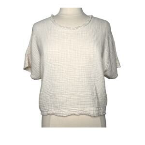 9 Seed Double Gauze Short Sleeve Boxy Top Cream Petite/Small